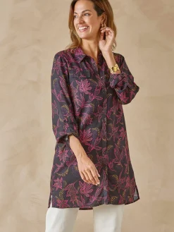 Chemisier tunique manches retroussables