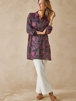 Chemisier tunique manches retroussables