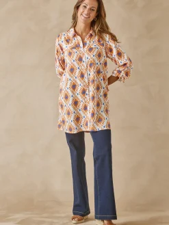 Chemisier tunique manches retroussables