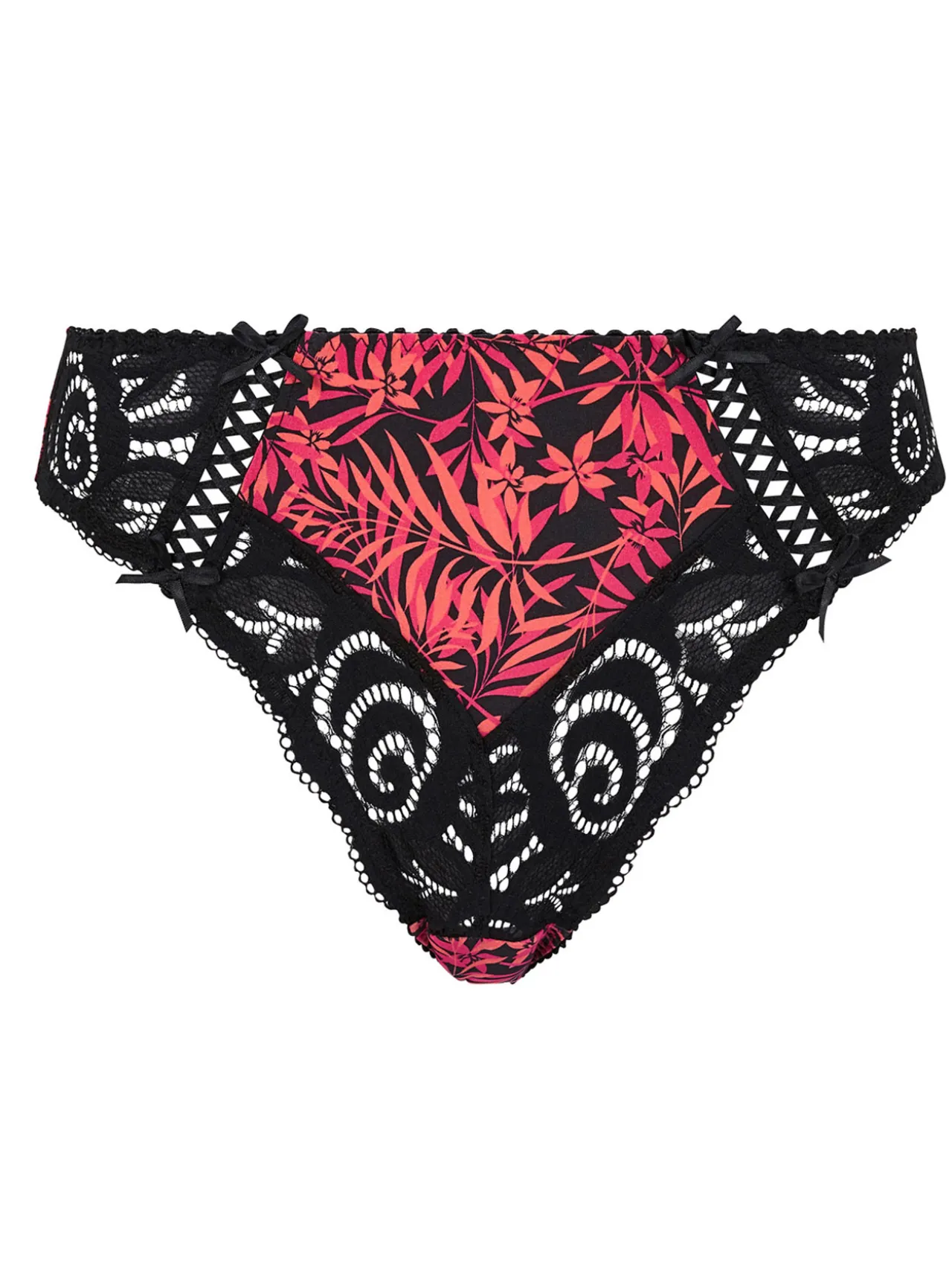 Culotte microfibre imprimée et dentelle