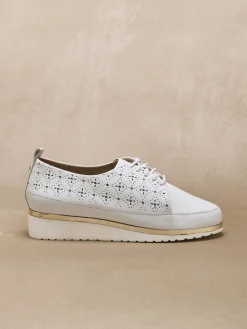 Derbies compensés cuir perforé