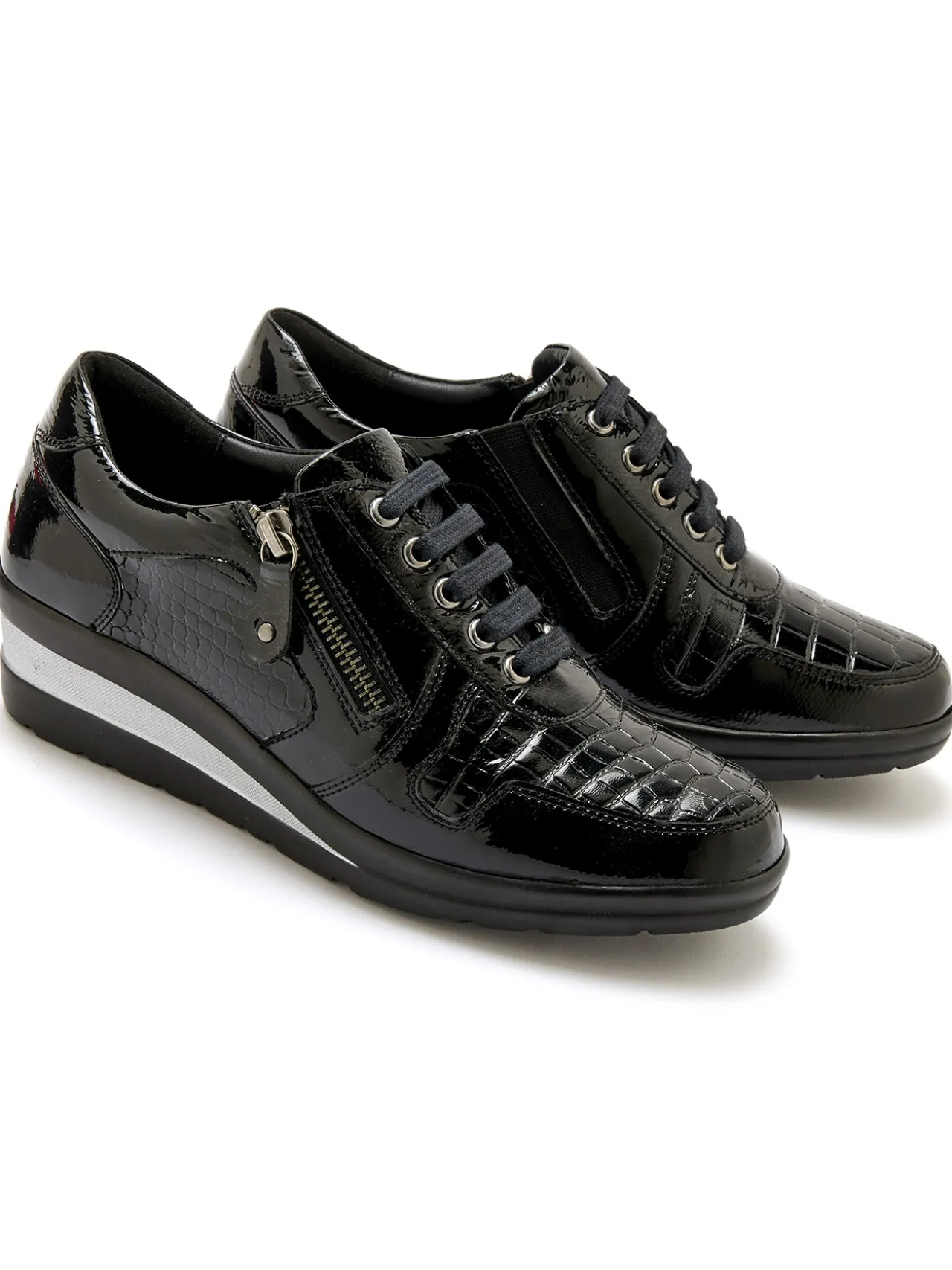 Derbies détails métallisés zip et lacets