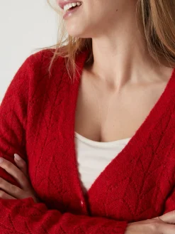 Gilet avec jeux de points ajourés