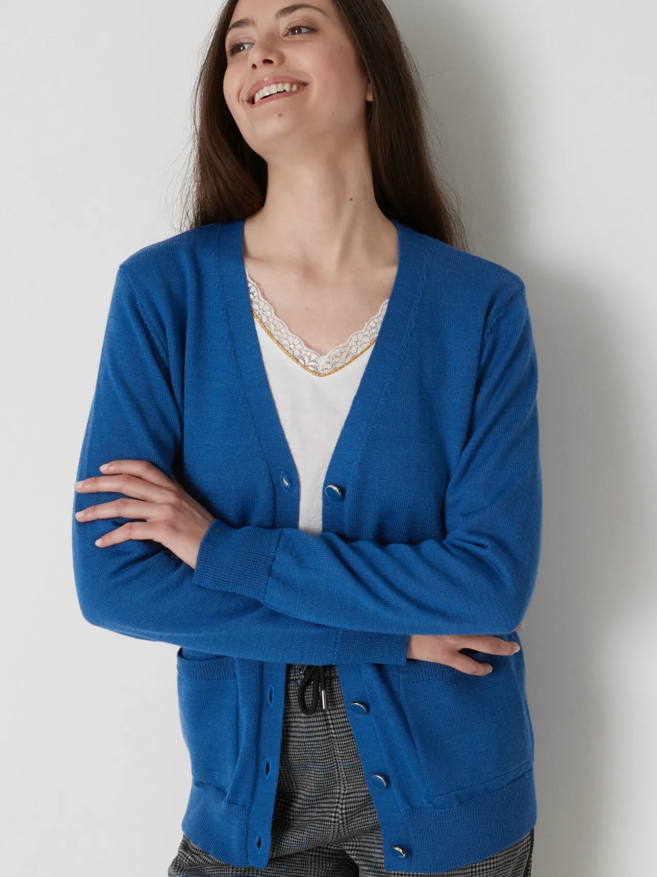 Gilet encolure V 50% laine mérinos