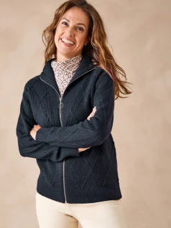 Gilet géométrique col camionneur zippé