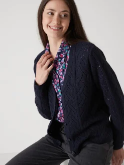 Gilet maille point fantaisie avec laine