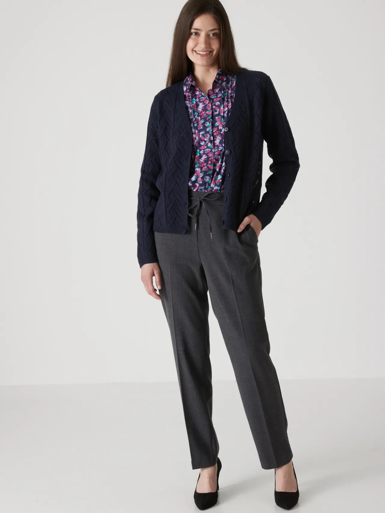 Gilet maille point fantaisie avec laine