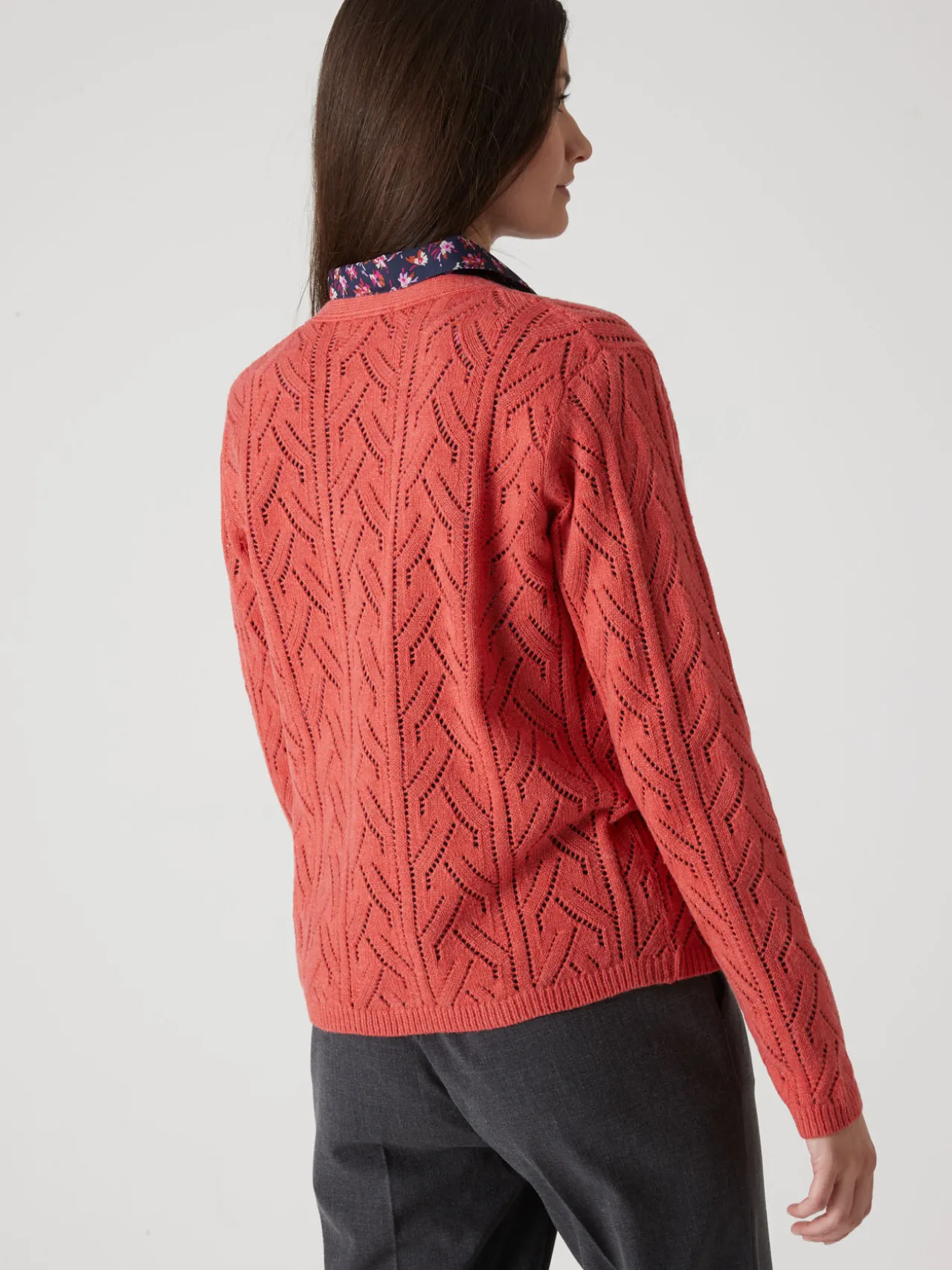 Gilet maille point fantaisie avec laine