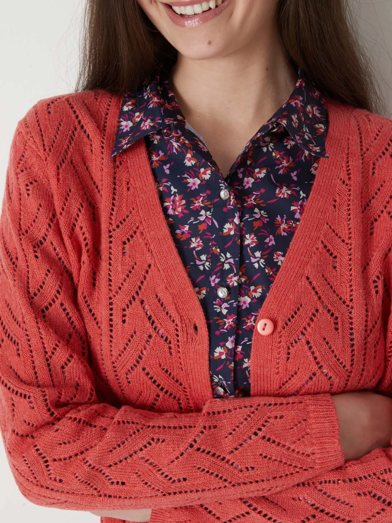 Gilet maille point fantaisie avec laine