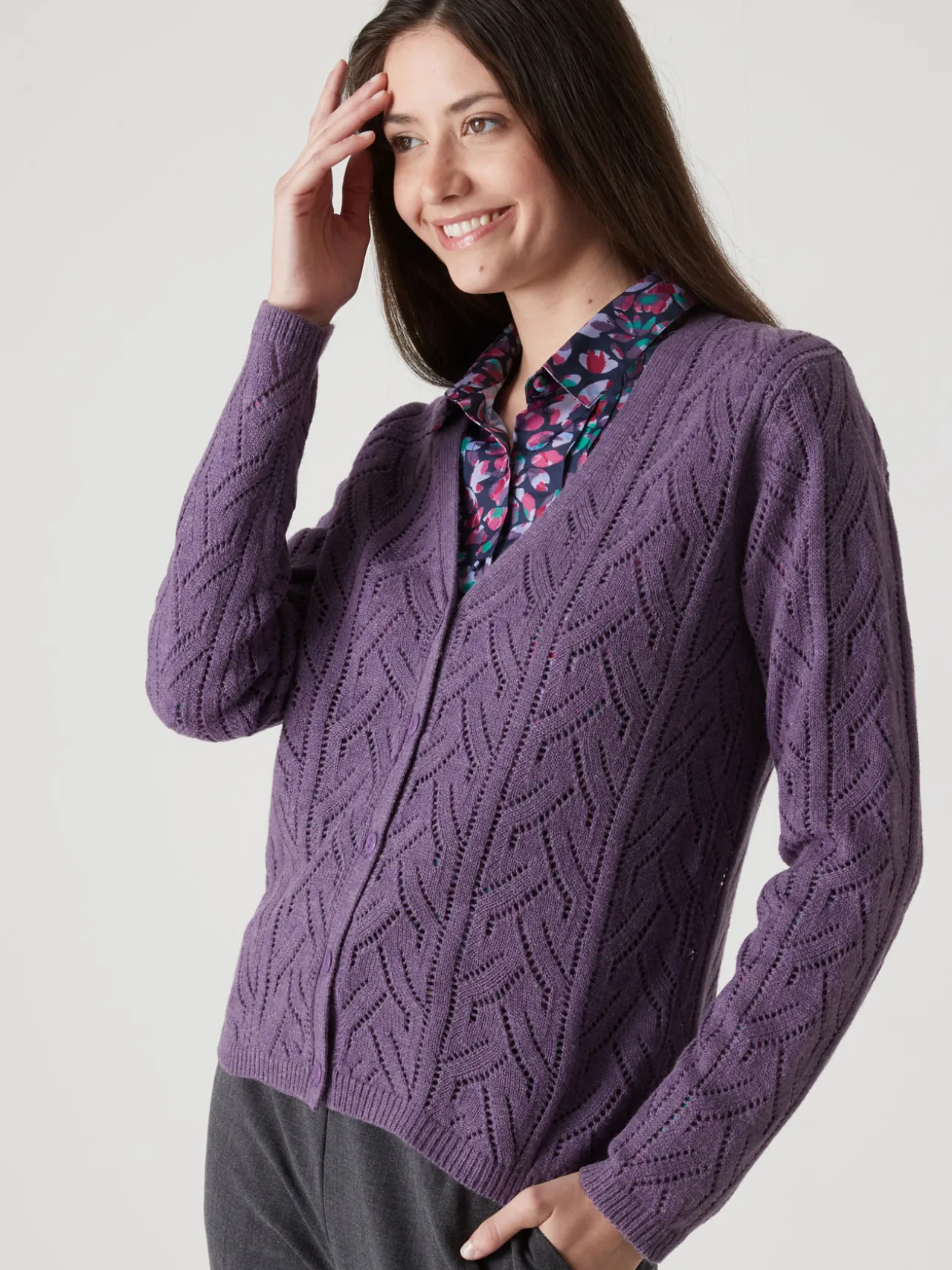 Gilet maille point fantaisie avec laine