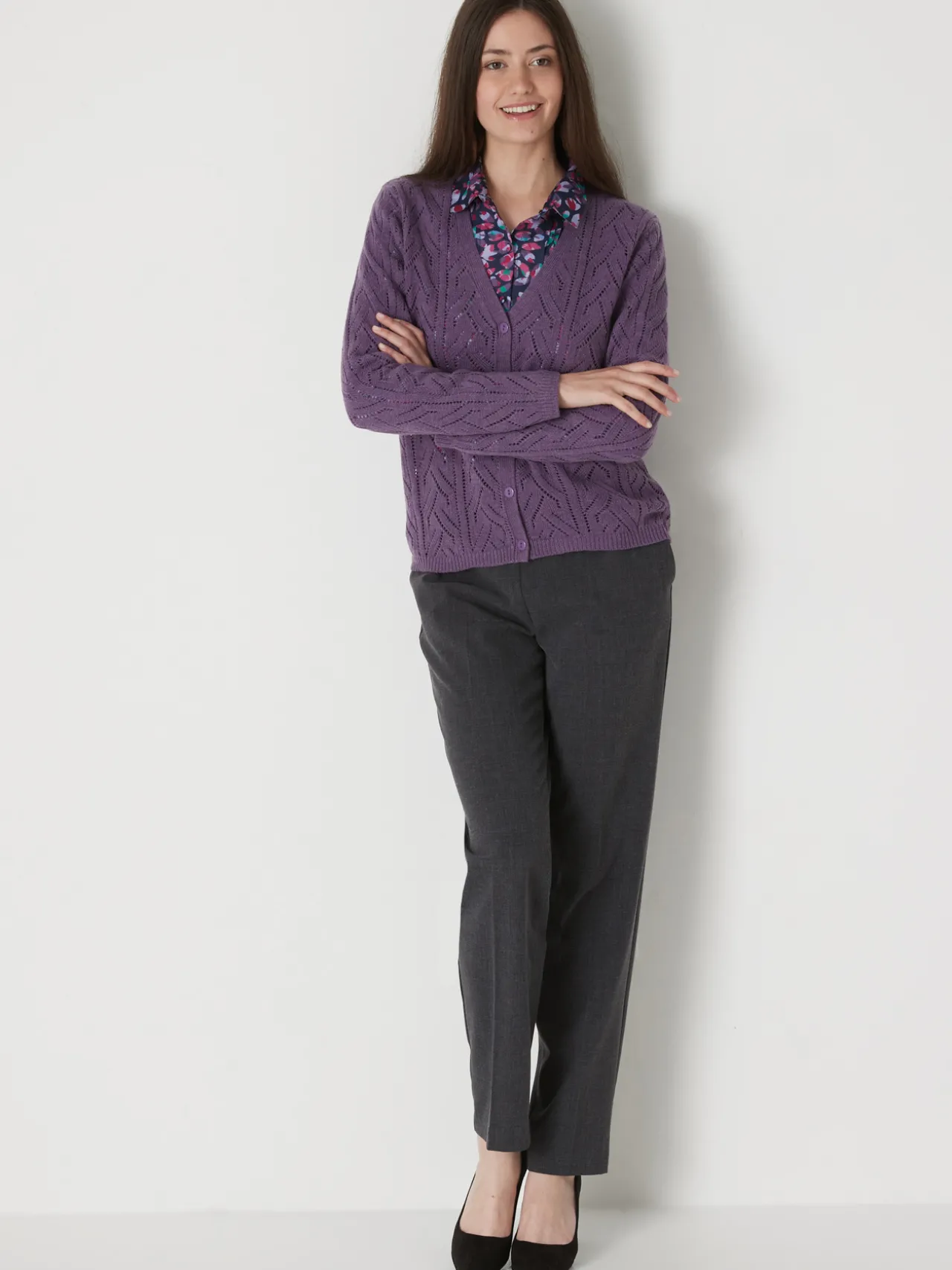 Gilet maille point fantaisie avec laine