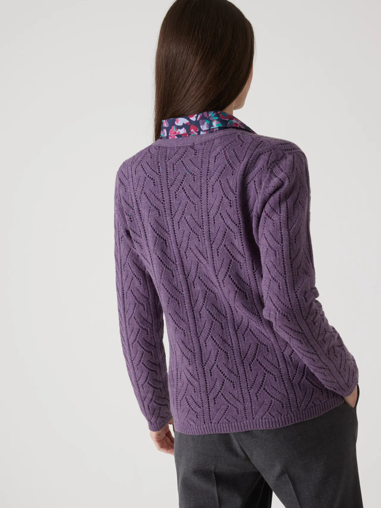 Gilet maille point fantaisie avec laine