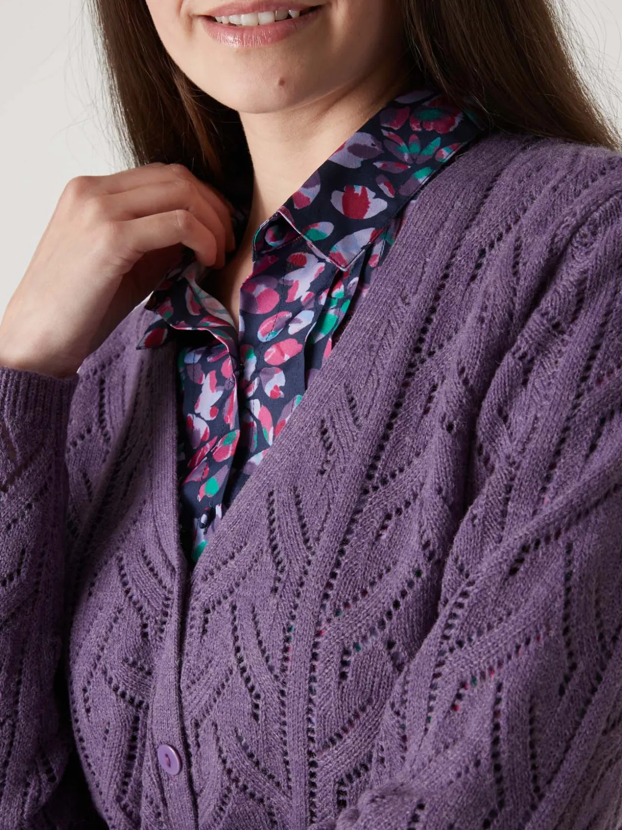 Gilet maille point fantaisie avec laine