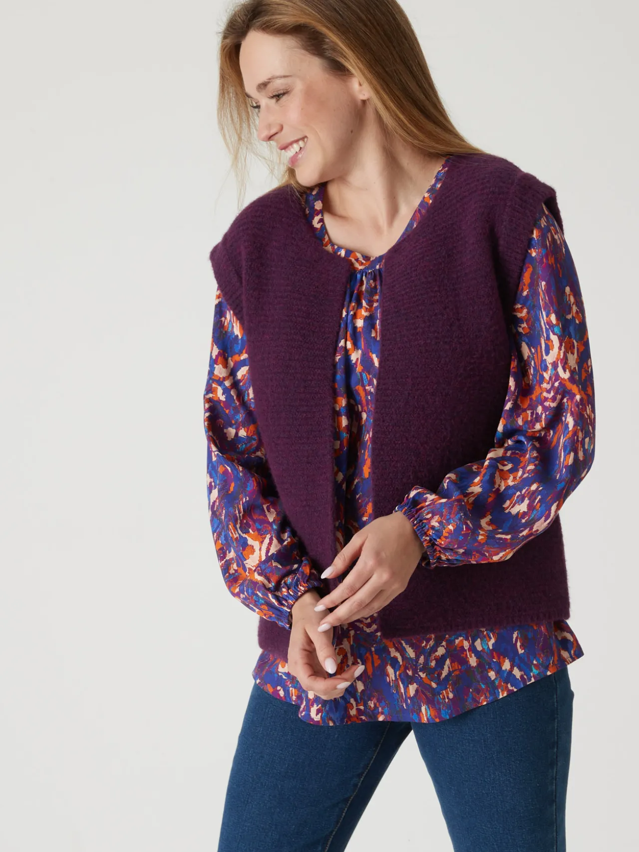 Gilet point mousse sans manches