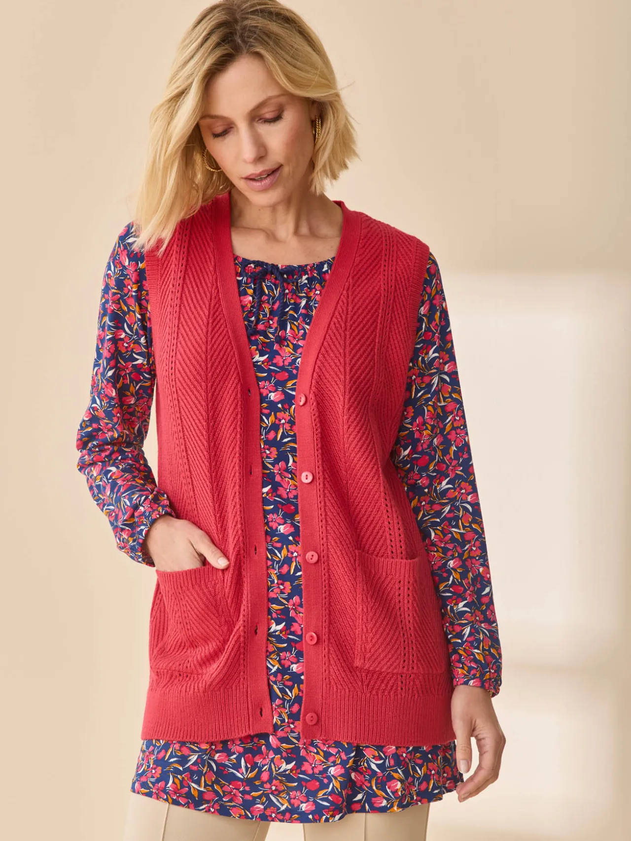 Gilet sans manches point ajouré