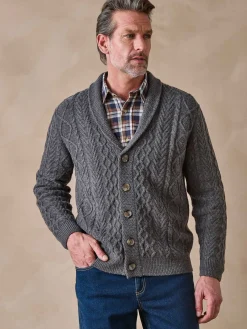 Gilet torsadé col châle avec laine