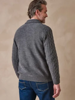 Gilet torsadé col châle avec laine