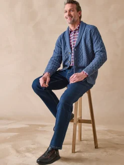 Gilet torsadé col châle avec laine