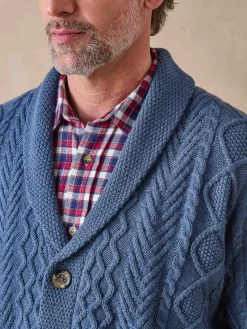 Gilet torsadé col châle avec laine