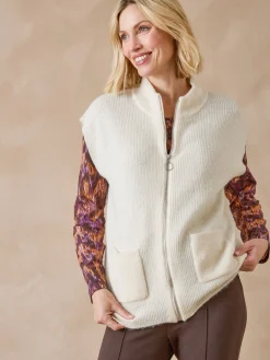 Gilet zippé sans manches côtes anglaises