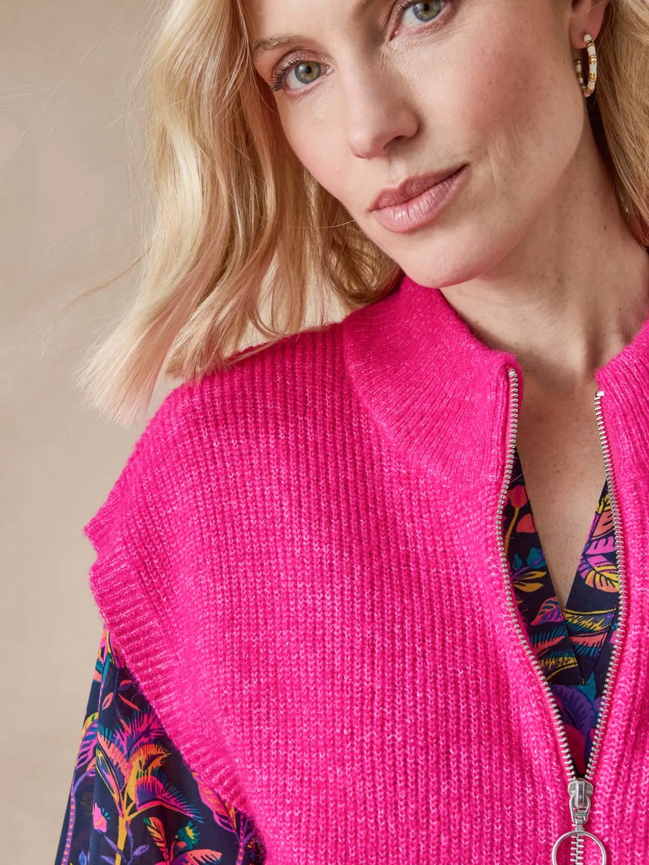 Gilet zippé sans manches côtes anglaises