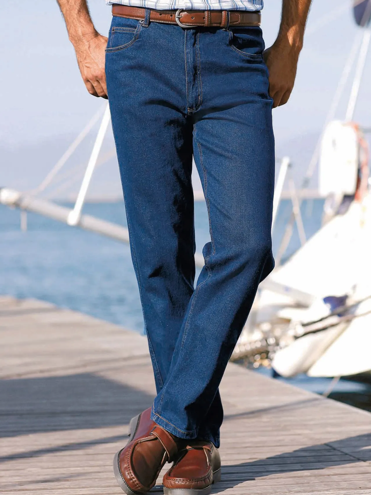 Jean droit extensible élastiqué