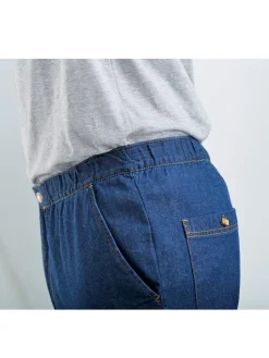 Jean droit pur coton taille élastiquée
