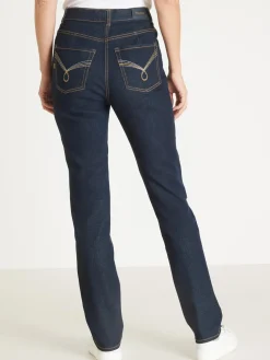 Jean droit taille haute stretch