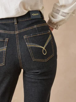 Jean droit taille haute stretch