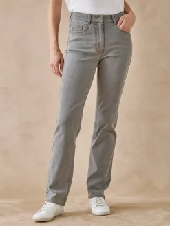 Jean droit taille haute stretch