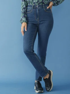 Jean droit taille haute stretch