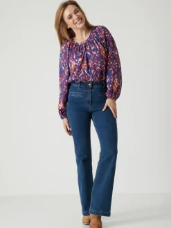 Jean élastiqué bas évasé stature -1.60 m