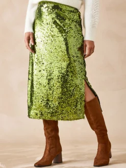 Jupe droite à sequins