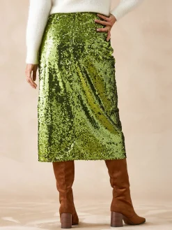 Jupe droite à sequins