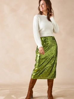 Jupe droite à sequins