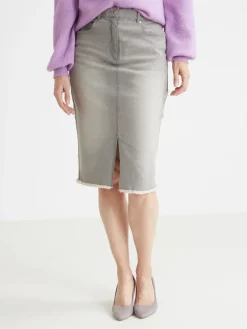 Jupe droite en denim extensible