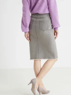 Jupe droite en denim extensible