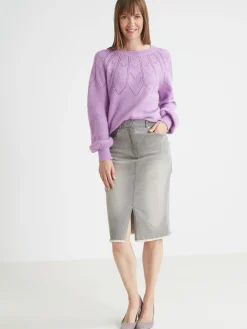 Jupe droite en denim extensible