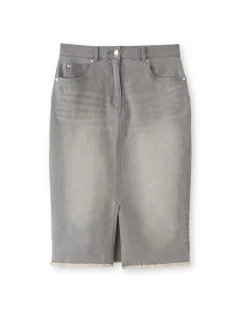 Jupe droite en denim extensible