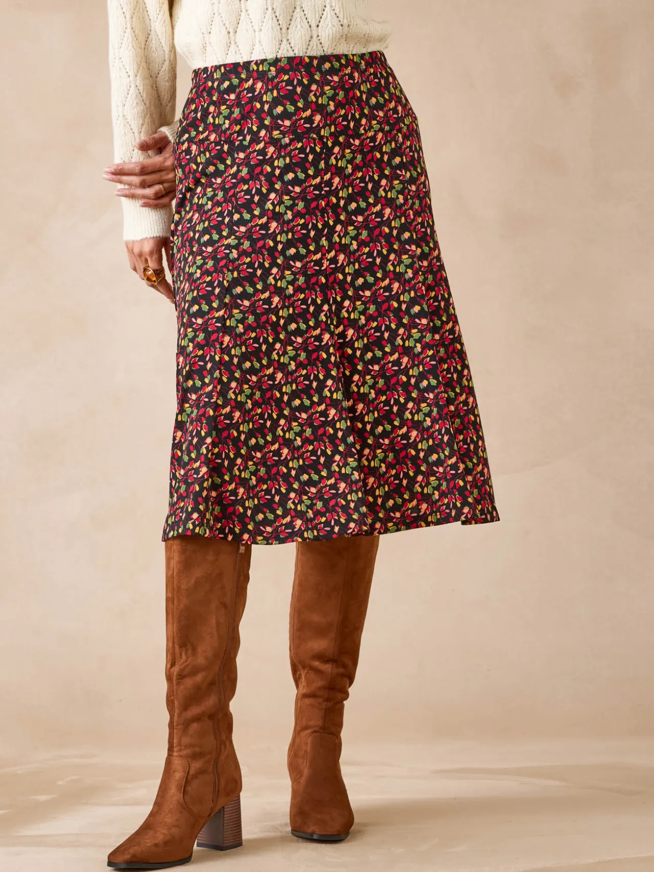 Jupe en maille, entièrement élastiquée