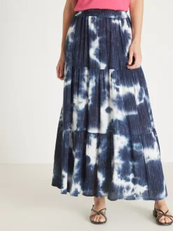 Jupe élastiquée tie and dye à volants