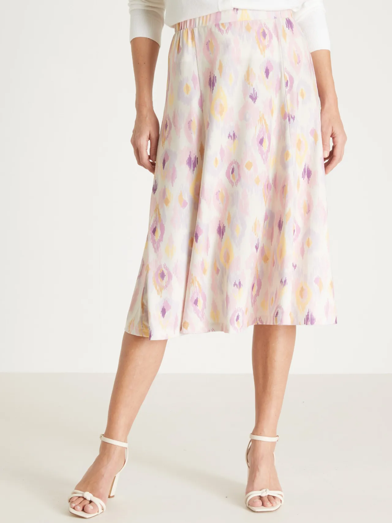 Jupe élastiquée évasée en maille