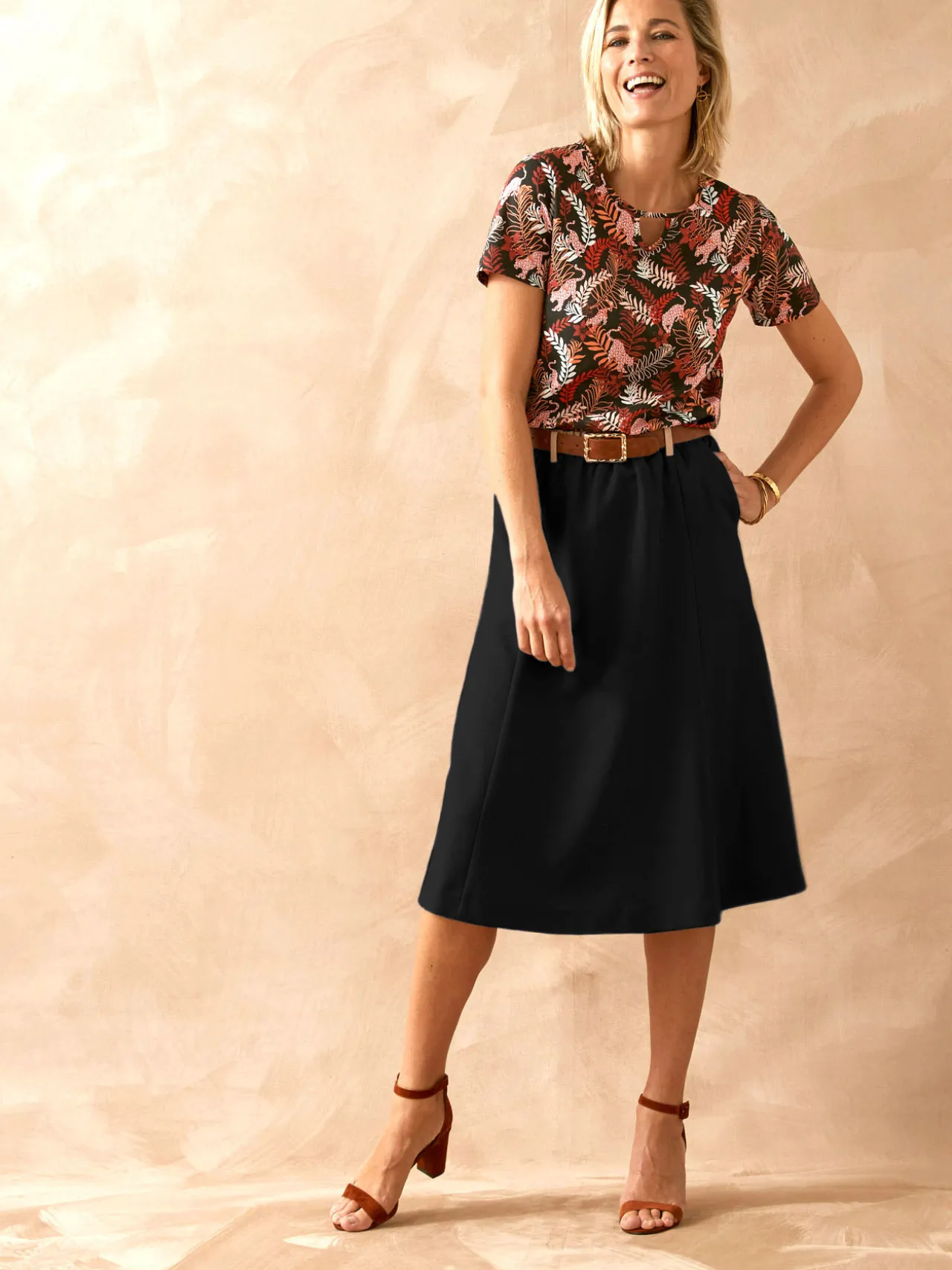 Jupe mi-longue évasée