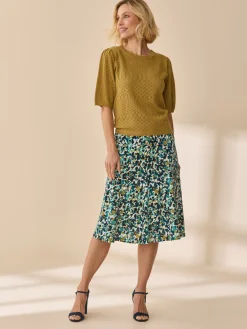 Jupe évasée en maille crêpe