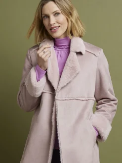Manteau mi-long peau lainée