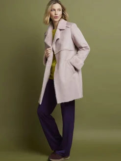 Manteau mi-long peau lainée