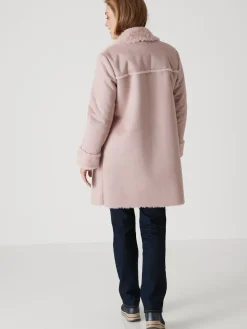 Manteau mi-long peau lainée