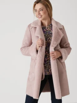 Manteau mi-long peau lainée