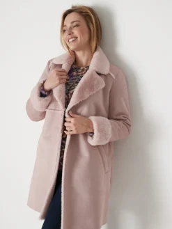 Manteau mi-long peau lainée