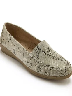 Mocassins cuir imprimé grande largeur
